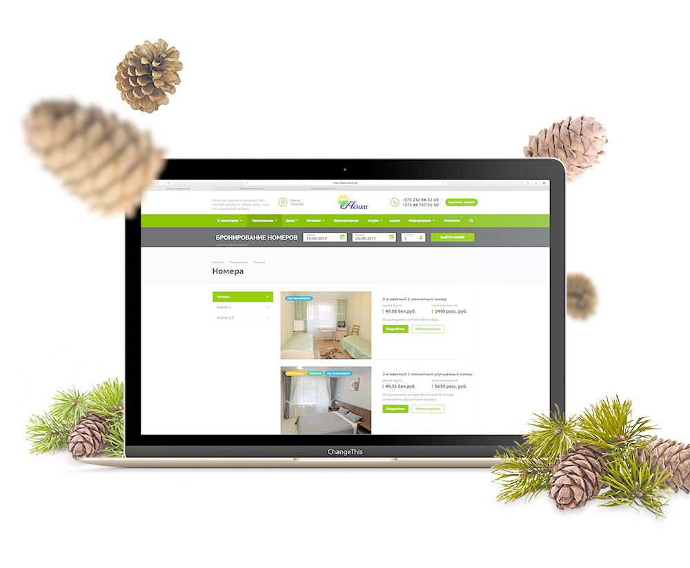 Корпоративный сайт для санатория «Чёнки»